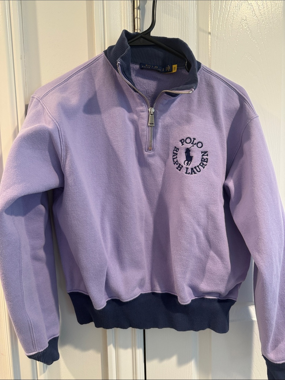 Polo by Ralph Lauren Lavender Half-Zip Pullover with Navy Trim